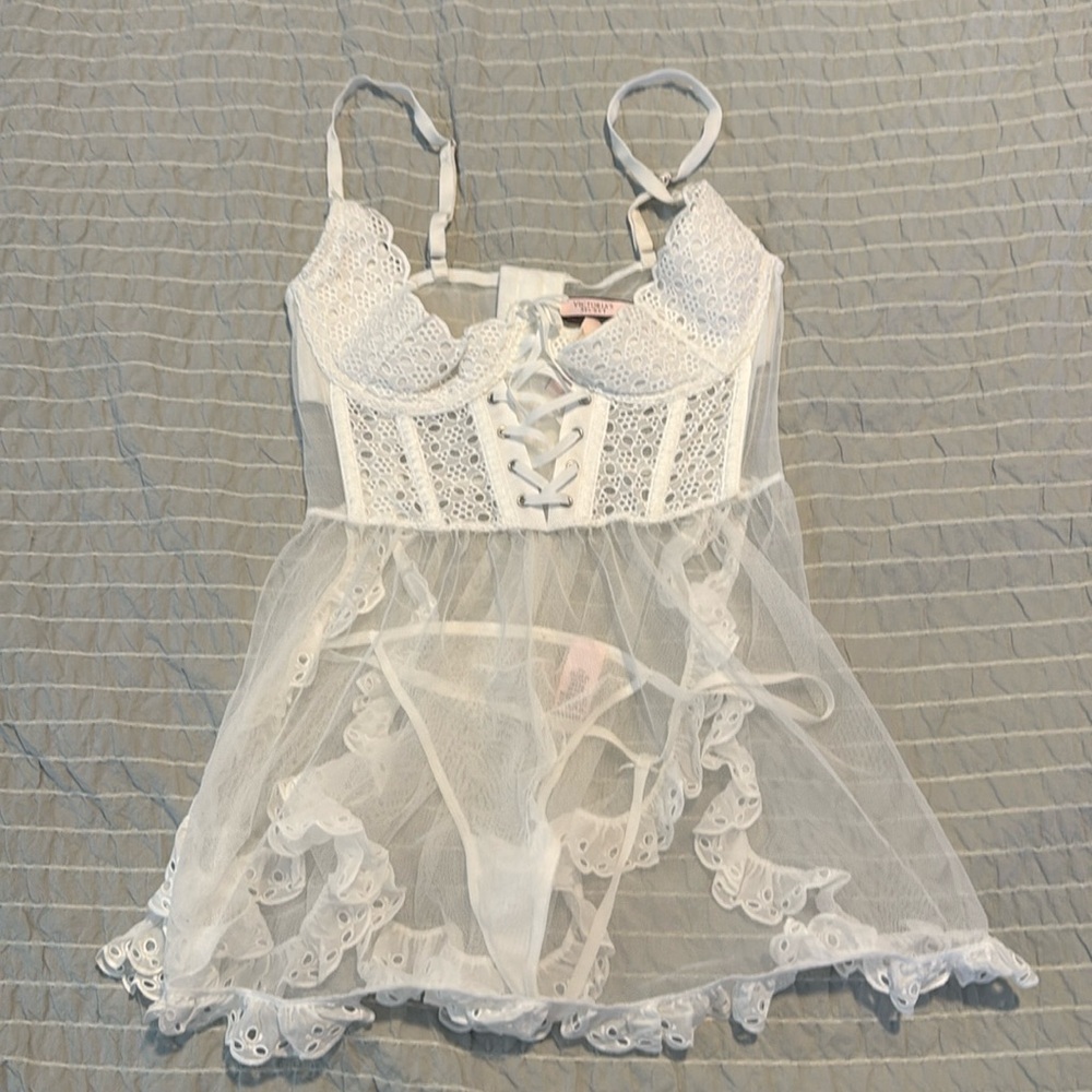 White Victoria’s Secret lingerie set